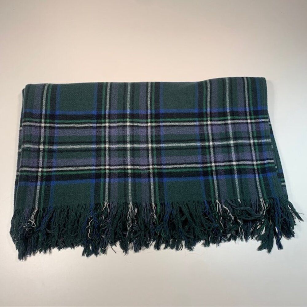 Roca Home Portugal Plaid Throw Blanket 50x67 Green Blue